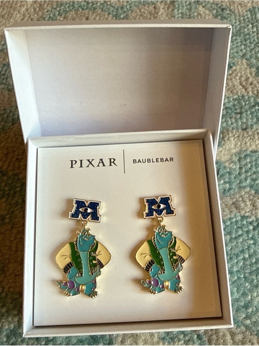 Pixar x BaubleBar Monsters University Sulley Dangle Earrings - Blue, Teal, Cream